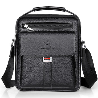 fachgo | [Vintage Business Bag] WEIXIER Men's Vintage Business Casual Adjustable Shoulder Bag - Multiple Compartments, Zippered Pockets, Compact Design, Black, Secure Zip Closure, Small Crossbody Bag