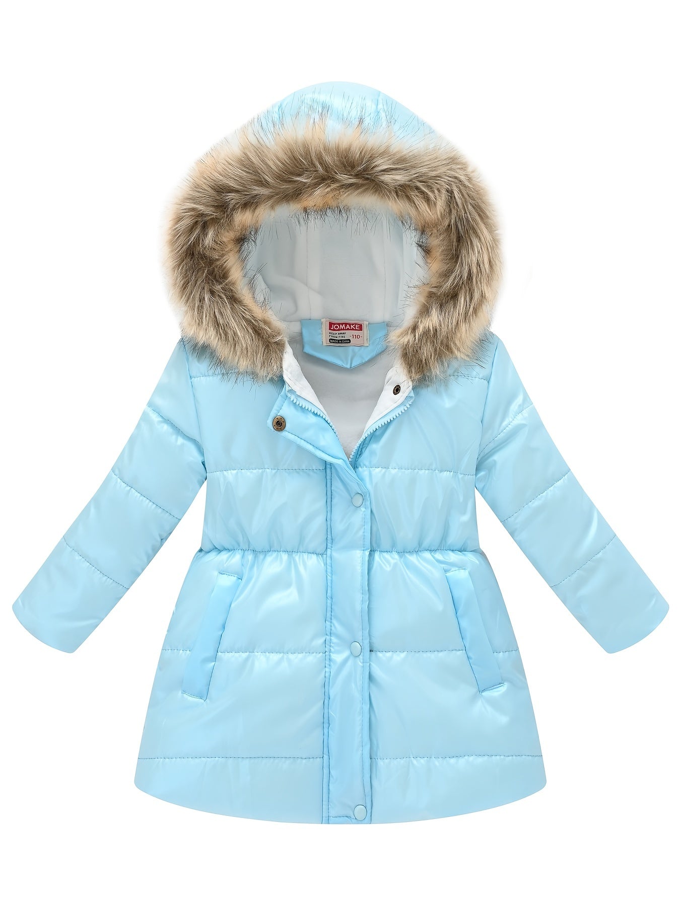fachgo | Children's Winter New Style Thickened Glossy Hooded Jacket for Boys and Girls, Mid-Length