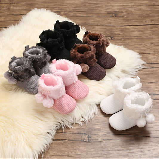 fachgo | Newborn Baby Socks and Shoes for Girls, First Steps Soft Non-Slip Warm Infant Shoes