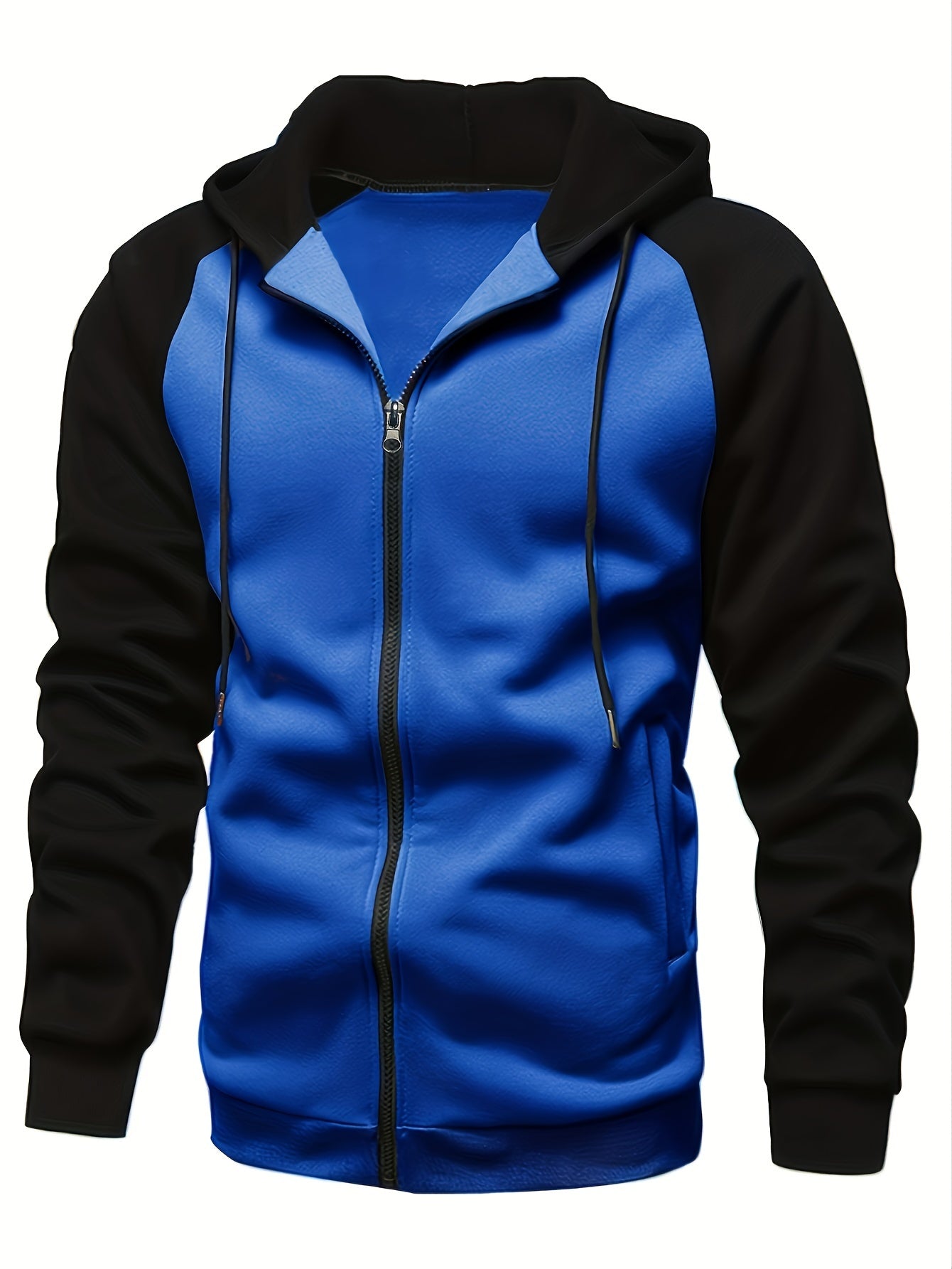 fachgo | Color Block Men's Hooded Jacket Casual Long Sleeve Hoodies With Zipper Gym Sports Hooded Coat For Winter Fall