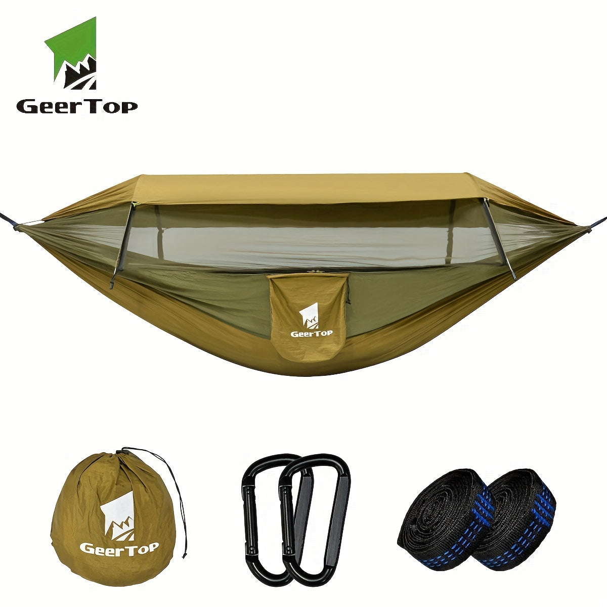 fachgo | GEERTOP 3in 1 Outdoor Hammock with Mosquito Net Sun Shelter, Double Sleep Rest Camping Hammock for Backpacking Travel Garden Park