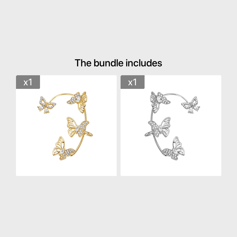 fachgo | Women'S Elegant Butterfly Ear Cuffs - No-Piercing Ear Hooks, Synthetic Gemstone Accents, Everyday & Formal Jewelry for Parties, Weddings, Everyday Outfits - Non-Piercing Ear Clips for Sensitive Light Beige, Party Accessories,