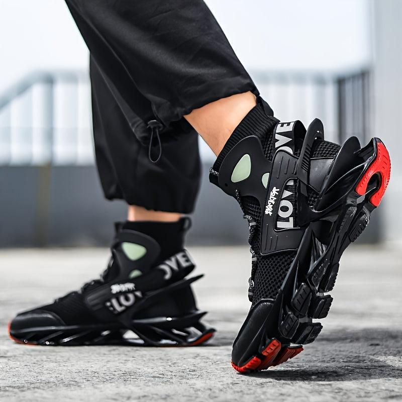 fachgo | Men's Blade Type Shoes, Breathable Shock Absorption High Top Running Shoes Lightweight Non-Slip Shoes For Jogging Tennis Gym, Casual Walking Sneakers, Athletic Shoes, Men's Shoes