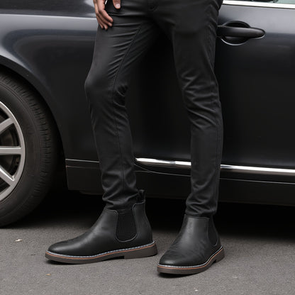 fachgo | [Brown Chelsea Boots] Brown Men's Chelsea Ankle Boots | Size 40-46, Pointed Toe, TPR Sole, Faux Cover with Black Elastic Band | Ideal for Casual Wear and Vacation