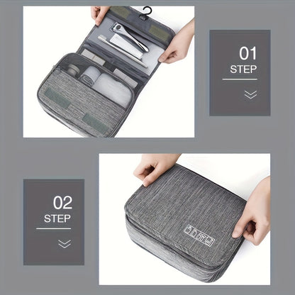 fachgo | [Large Makeup Organizer] Durable Polyester Large Capacity Makeup Organizer Bag | Travel & Business, Wet & Dry Separation, Multiple Compartments for Cosmetics, Toiletries, And Accessories