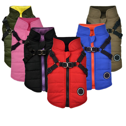 fachgo | Warm Padded Dog Vest with Harness for Small And Medium Dogs - Red Coat for Extra Comfort And Security Christmas Gift