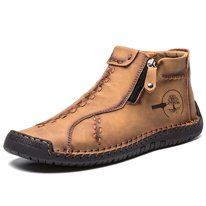 fachgo | Men's Handmade PU Boots with Zipper, Casual