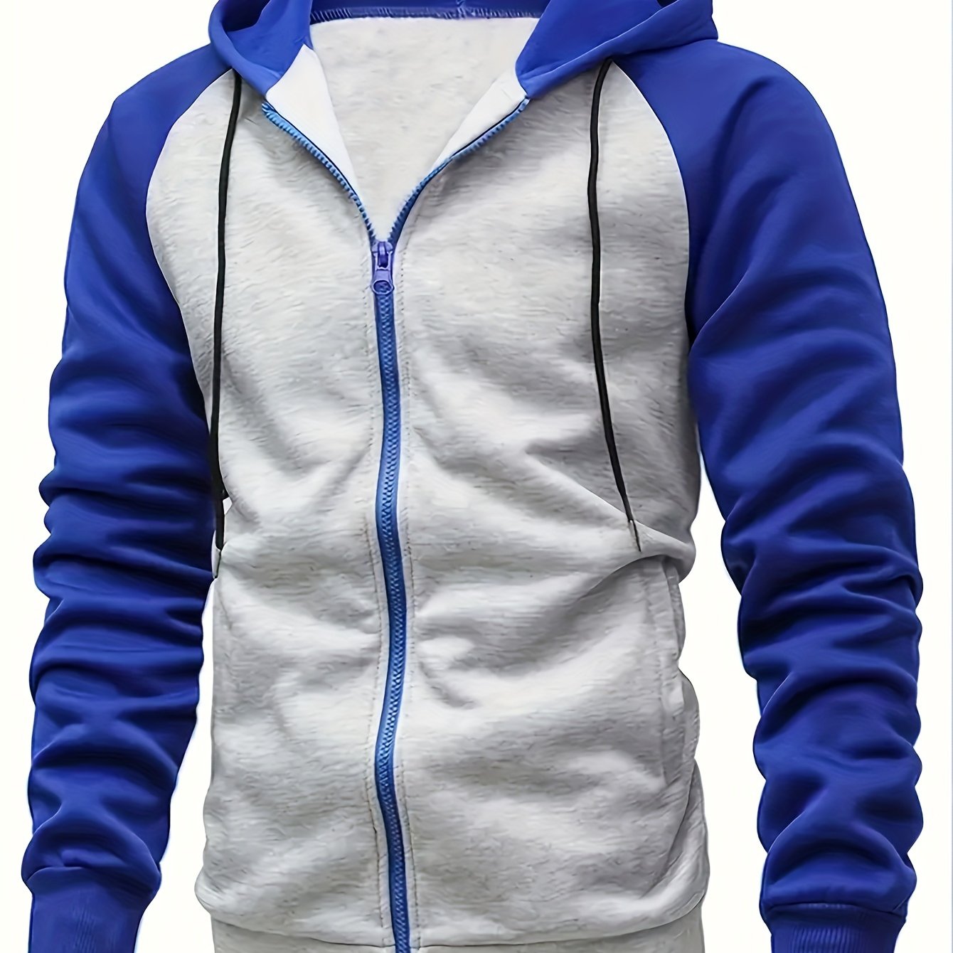 fachgo | Color Block Men's Hooded Jacket Casual Long Sleeve Hoodies With Zipper Gym Sports Hooded Coat For Winter Fall