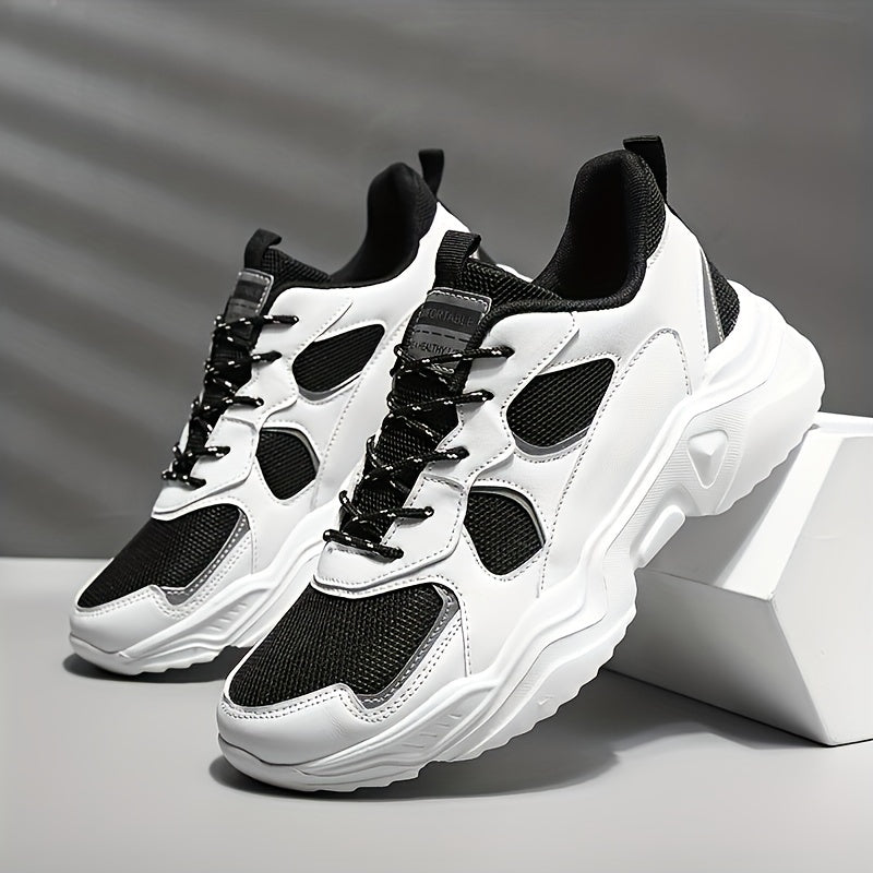 fachgo | Men's Fashion Platform Sneakers - Casual Athletic Dad Shoes, Height-Increasing Breathable Mesh, Anti-Slip EVA Sole, Suitable for Running and Outdoor Activities, Thick-Soled Walking Shoes