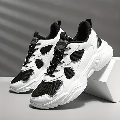 fachgo | Men's Fashion Platform Sneakers - Casual Athletic Dad Shoes, Height-Increasing Breathable Mesh, Anti-Slip EVA Sole, Suitable for Running and Outdoor Activities, Thick-Soled Walking Shoes