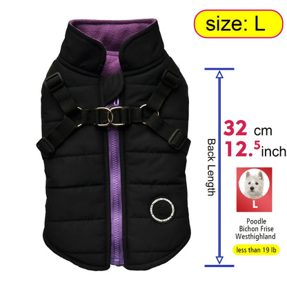 fachgo | Warm Padded Dog Vest with Harness for Small And Medium Dogs - Red Coat for Extra Comfort And Security Christmas Gift