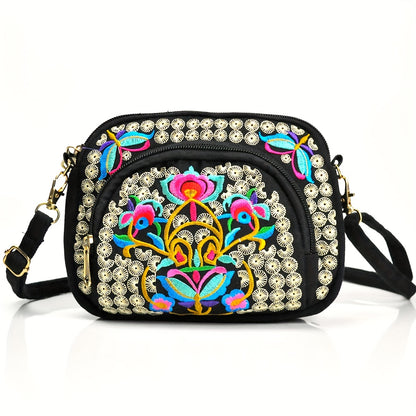 fachgo | Floral Embroidered Crossbody Bag for Women