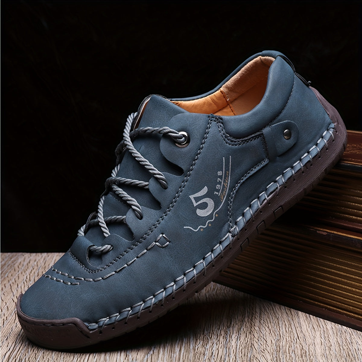 fachgo | Men's Handmade Stitching Casual Shoes Flats Outdoor Walking Sneakers