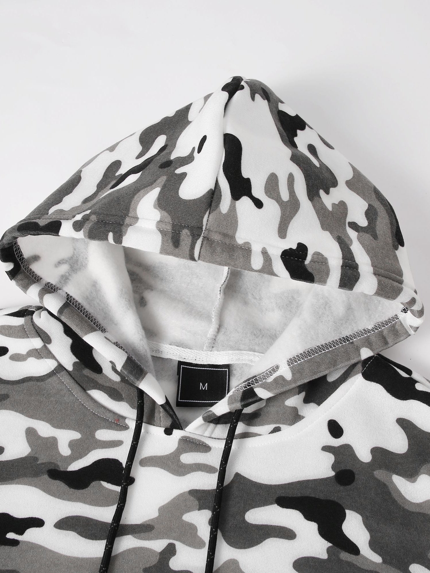 fachgo | [Camouflage Sweatshirt] Autumn Winter Hooded Men's Camouflage Loose Pullover Fleece Sweatshirt | Fleece, Hooded