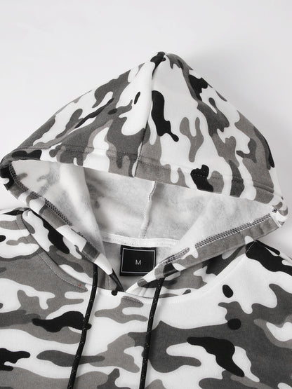 fachgo | [Camouflage Sweatshirt] Autumn Winter Hooded Men's Camouflage Loose Pullover Fleece Sweatshirt | Fleece, Hooded