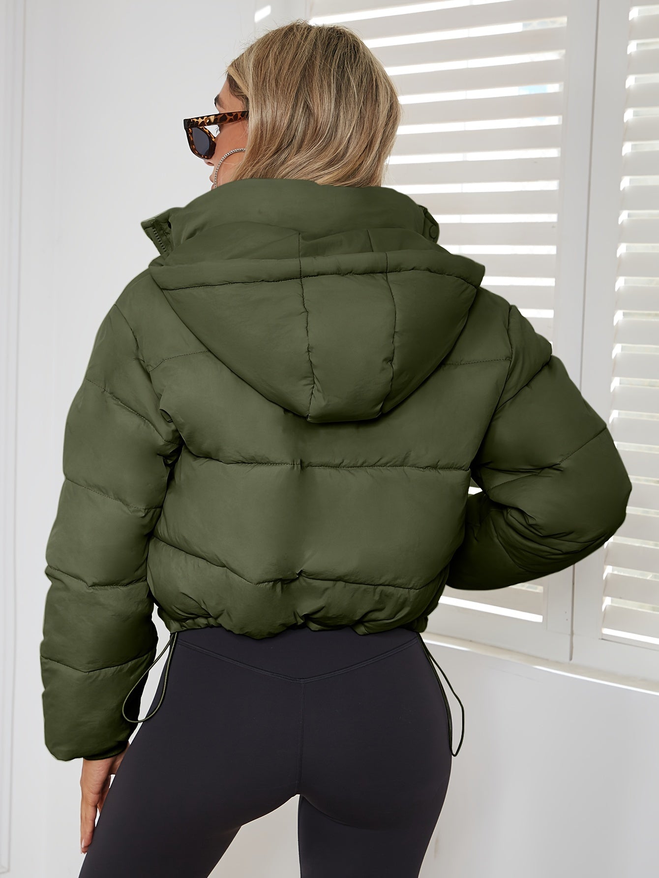 fachgo | New Women's Jacket Hooded Warm Coat with Drawstring Design, Short Casual Fashion Padded Coat