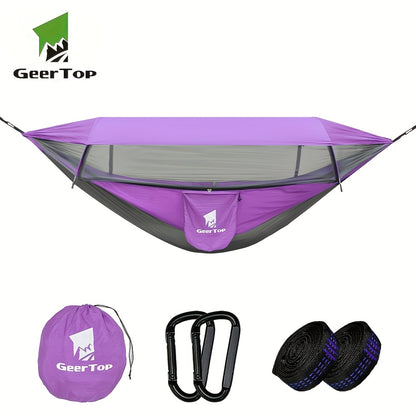 fachgo | GEERTOP 3in 1 Outdoor Hammock with Mosquito Net Sun Shelter, Double Sleep Rest Camping Hammock for Backpacking Travel Garden Park