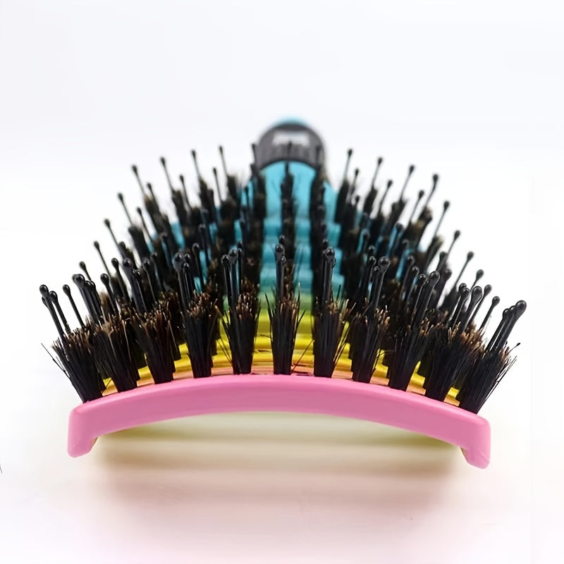 fachgo | WanMei 1pc Professional Curved Vented Hair Scalp Massage Brush for Women, ABS Handle, Nylon Bristles, Ideal for Wet Curly Hair Detangling, Styling, Long Hair, Christmas Gift for Friends/Relatives
