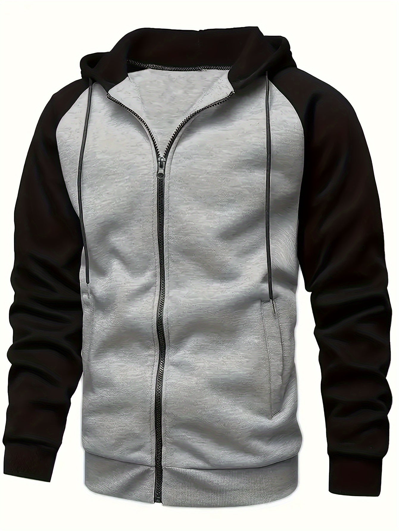 fachgo | Color Block Men's Hooded Jacket Casual Long Sleeve Hoodies With Zipper Gym Sports Hooded Coat For Winter Fall