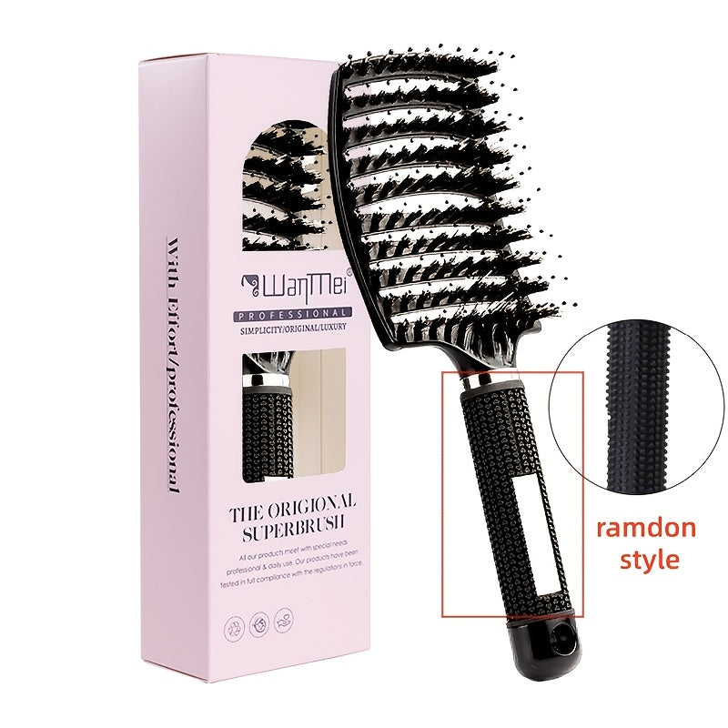 fachgo | WanMei 1pc Professional Curved Vented Hair Scalp Massage Brush for Women, ABS Handle, Nylon Bristles, Ideal for Wet Curly Hair Detangling, Styling, Long Hair, Christmas Gift for Friends/Relatives