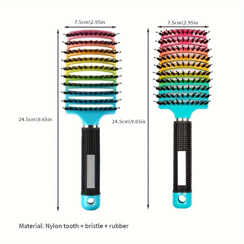 fachgo | WanMei 1pc Professional Curved Vented Hair Scalp Massage Brush for Women, ABS Handle, Nylon Bristles, Ideal for Wet Curly Hair Detangling, Styling, Long Hair, Christmas Gift for Friends/Relatives