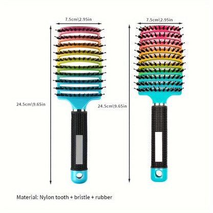 fachgo | WanMei 1pc Professional Curved Vented Hair Scalp Massage Brush for Women, ABS Handle, Nylon Bristles, Ideal for Wet Curly Hair Detangling, Styling, Long Hair, Christmas Gift for Friends/Relatives