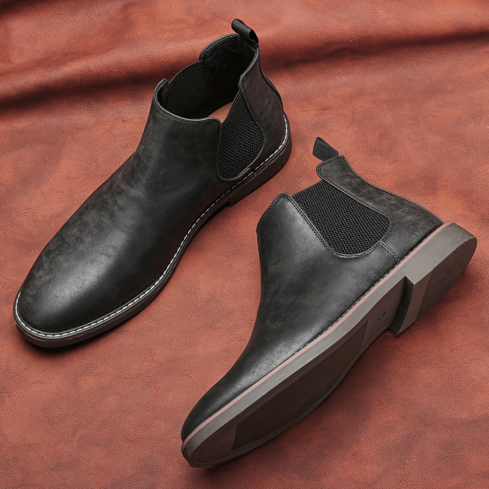 fachgo | [Brown Chelsea Boots] Brown Men's Chelsea Ankle Boots | Size 40-46, Pointed Toe, TPR Sole, Faux Cover with Black Elastic Band | Ideal for Casual Wear and Vacation