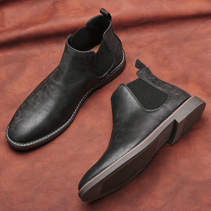 fachgo | [Brown Chelsea Boots] Brown Men's Chelsea Ankle Boots | Size 40-46, Pointed Toe, TPR Sole, Faux Cover with Black Elastic Band | Ideal for Casual Wear and Vacation