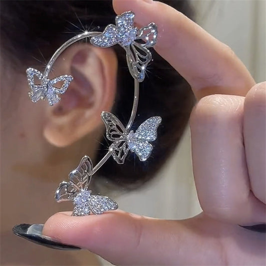 fachgo | Women'S Elegant Butterfly Ear Cuffs - No-Piercing Ear Hooks, Synthetic Gemstone Accents, Everyday & Formal Jewelry for Parties, Weddings, Everyday Outfits - Non-Piercing Ear Clips for Sensitive Light Beige, Party Accessories,