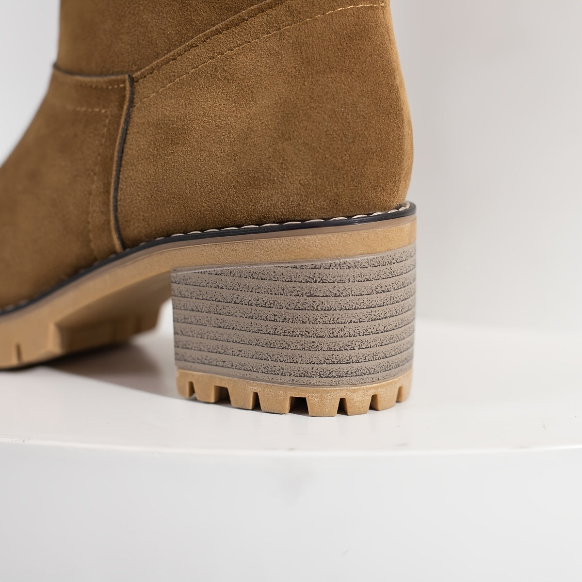 fachgo | Women's Warm Faux Fur Lined Boots, Slip On Block Heeled Ankle Boots, Women's Footwear