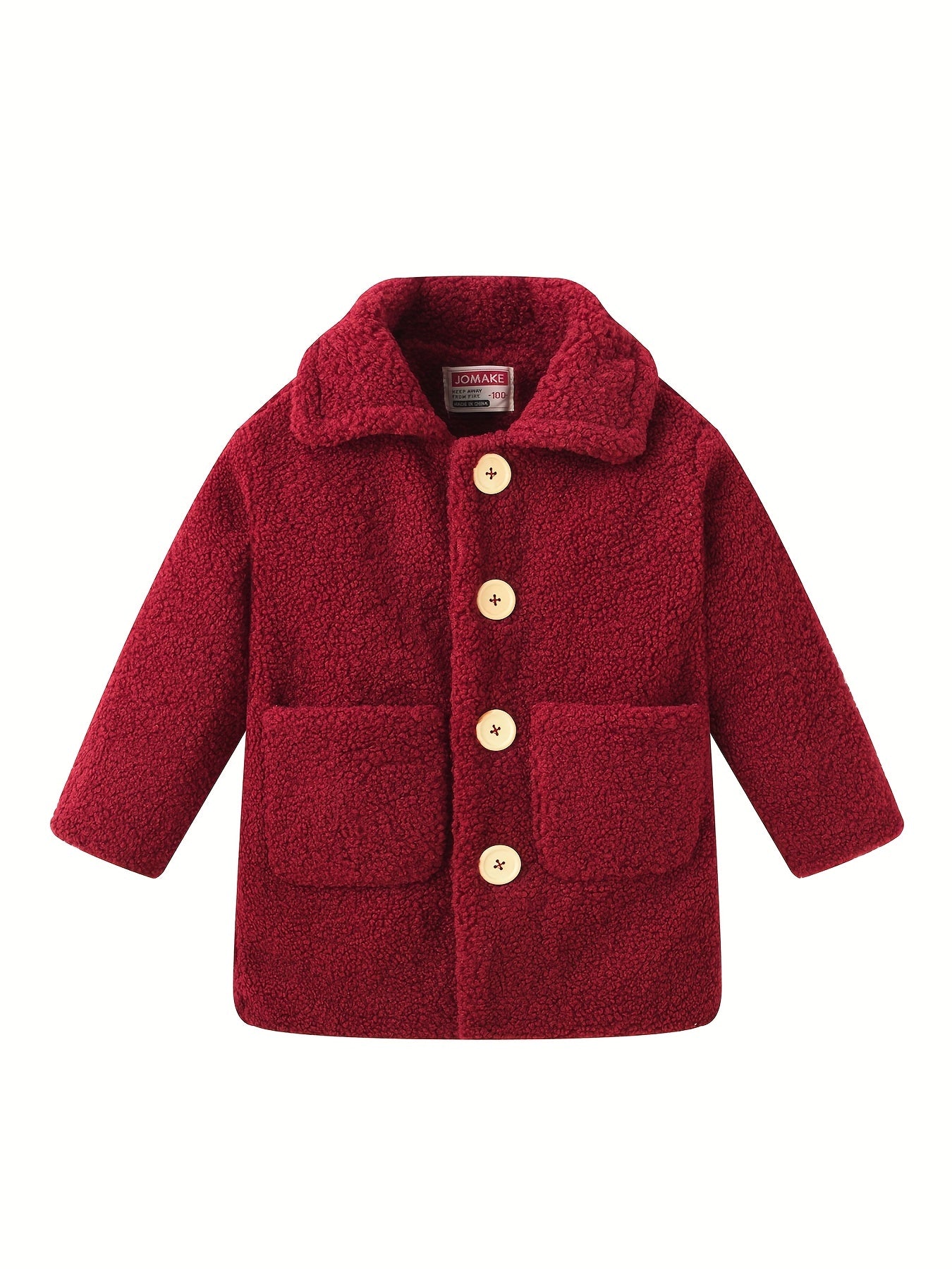 fachgo | [Lamb Fur Jacket] Girls' Lamb Fur Jacket | JOMAKE Korean-Style Lapel Collar, Two-Tone, Warm Windbreaker with Pockets, Lining, Button Closure, Long Sleeves for Winter