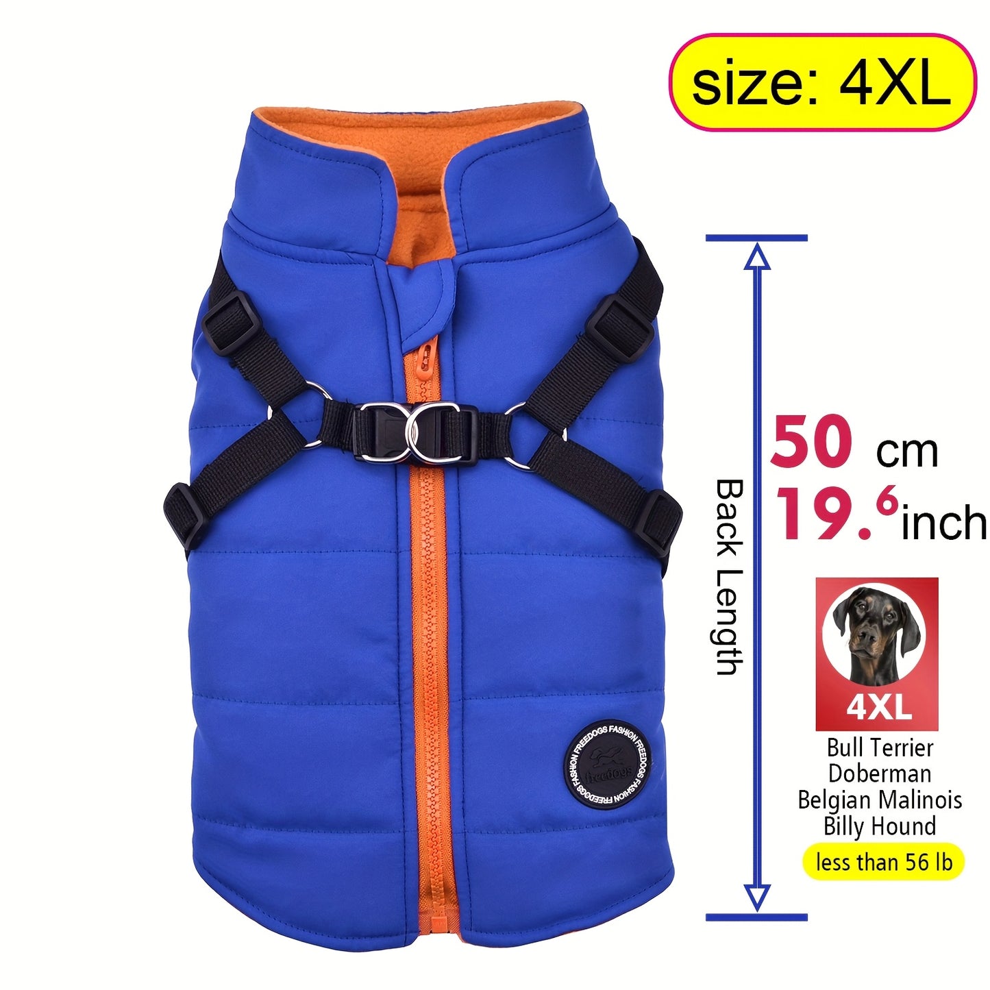 fachgo | Warm Padded Dog Vest with Harness for Small And Medium Dogs - Red Coat for Extra Comfort And Security Christmas Gift
