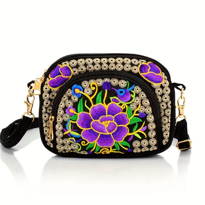 fachgo | Floral Embroidered Crossbody Bag for Women