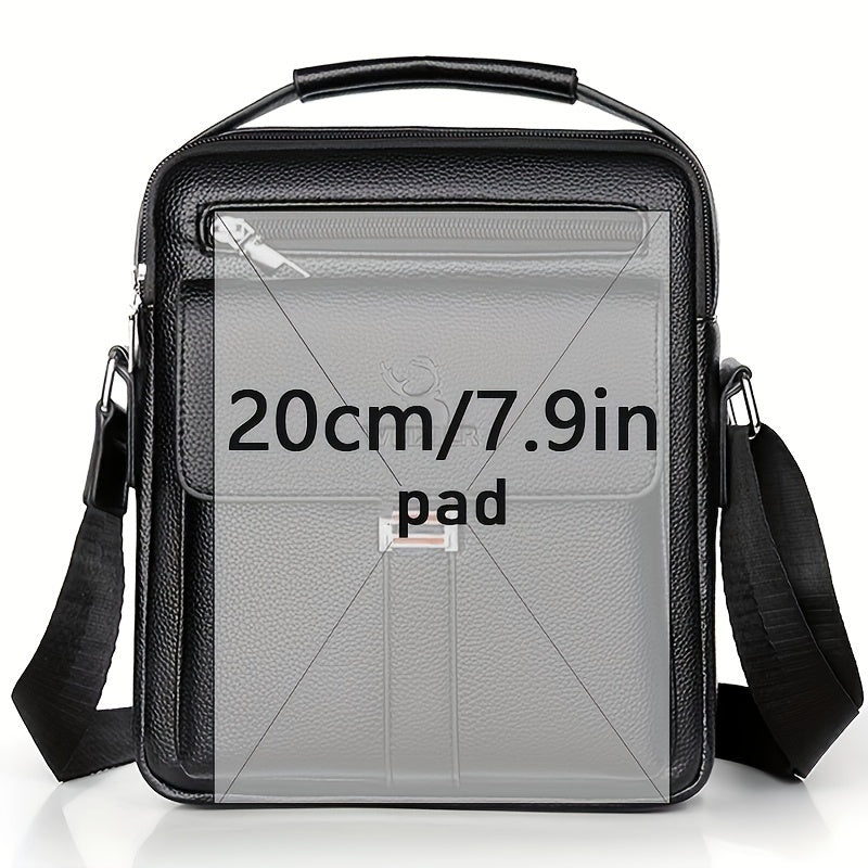 fachgo | [Vintage Business Bag] WEIXIER Men's Vintage Business Casual Adjustable Shoulder Bag - Multiple Compartments, Zippered Pockets, Compact Design, Black, Secure Zip Closure, Small Crossbody Bag