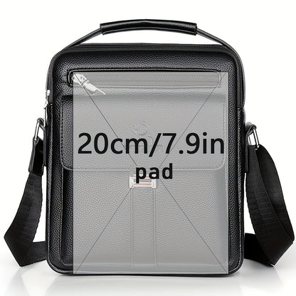 fachgo | [Vintage Business Bag] WEIXIER Men's Vintage Business Casual Adjustable Shoulder Bag - Multiple Compartments, Zippered Pockets, Compact Design, Black, Secure Zip Closure, Small Crossbody Bag