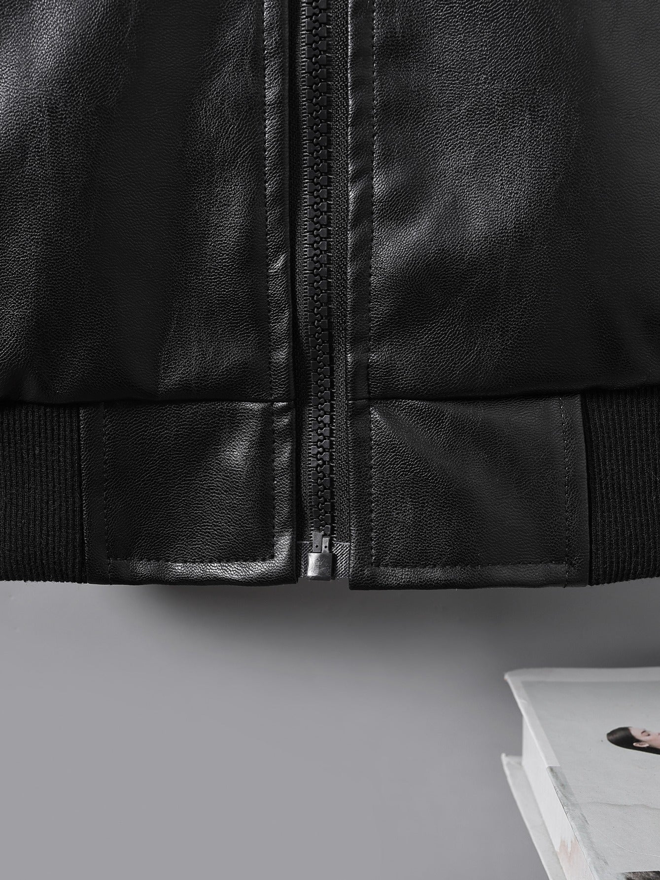 fachgo | Boys' Faux Leather Jacket with Fleece Lining - Thickened Winter Coat, Full-Zip Front Closure, Machine Washable, Casual Style for Fall/Winter, Regular Fit