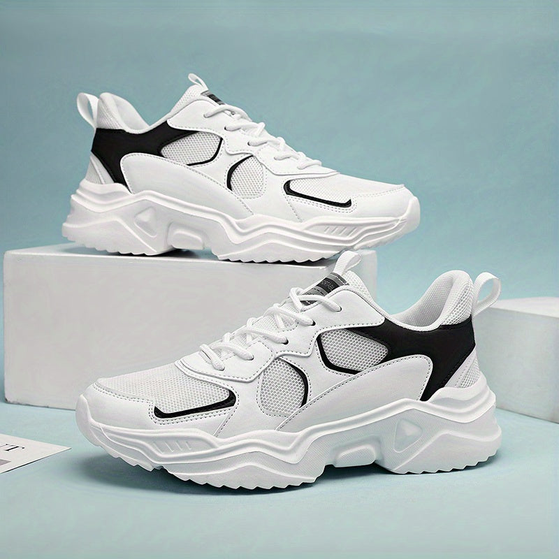 fachgo | Men's Fashion Platform Sneakers - Casual Athletic Dad Shoes, Height-Increasing Breathable Mesh, Anti-Slip EVA Sole, Suitable for Running and Outdoor Activities, Thick-Soled Walking Shoes