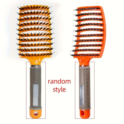 fachgo | WanMei 1pc Professional Curved Vented Hair Scalp Massage Brush for Women, ABS Handle, Nylon Bristles, Ideal for Wet Curly Hair Detangling, Styling, Long Hair, Christmas Gift for Friends/Relatives