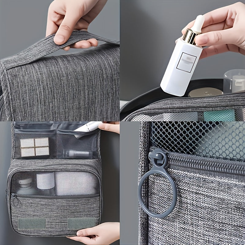 fachgo | [Large Makeup Organizer] Durable Polyester Large Capacity Makeup Organizer Bag | Travel & Business, Wet & Dry Separation, Multiple Compartments for Cosmetics, Toiletries, And Accessories