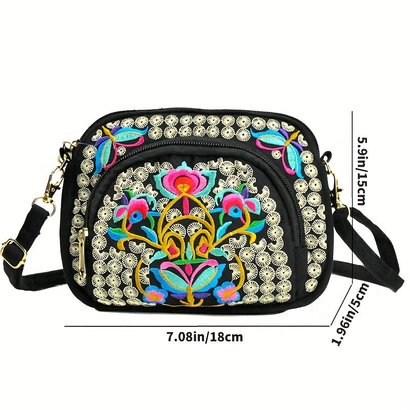 fachgo | Floral Embroidered Crossbody Bag for Women