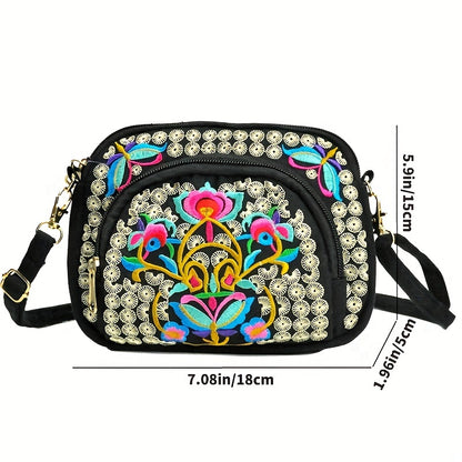 fachgo | Floral Embroidered Crossbody Bag for Women