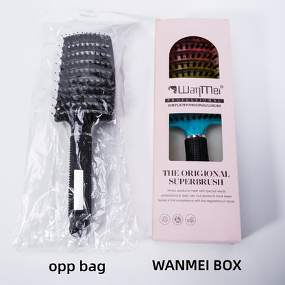 fachgo | WanMei 1pc Professional Curved Vented Hair Scalp Massage Brush for Women, ABS Handle, Nylon Bristles, Ideal for Wet Curly Hair Detangling, Styling, Long Hair, Christmas Gift for Friends/Relatives