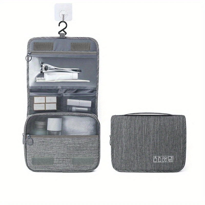 fachgo | [Large Makeup Organizer] Durable Polyester Large Capacity Makeup Organizer Bag | Travel & Business, Wet & Dry Separation, Multiple Compartments for Cosmetics, Toiletries, And Accessories