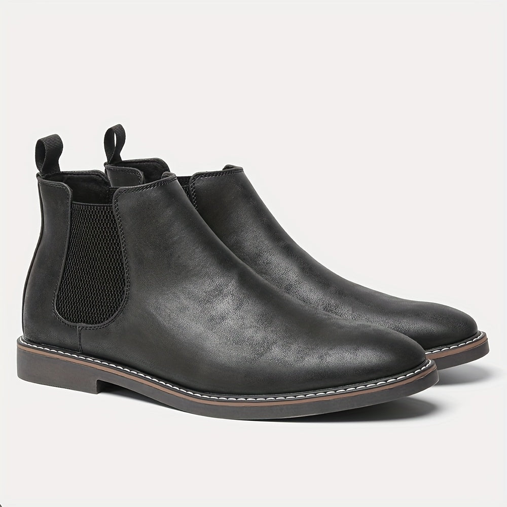 fachgo | [Brown Chelsea Boots] Brown Men's Chelsea Ankle Boots | Size 40-46, Pointed Toe, TPR Sole, Faux Cover with Black Elastic Band | Ideal for Casual Wear and Vacation