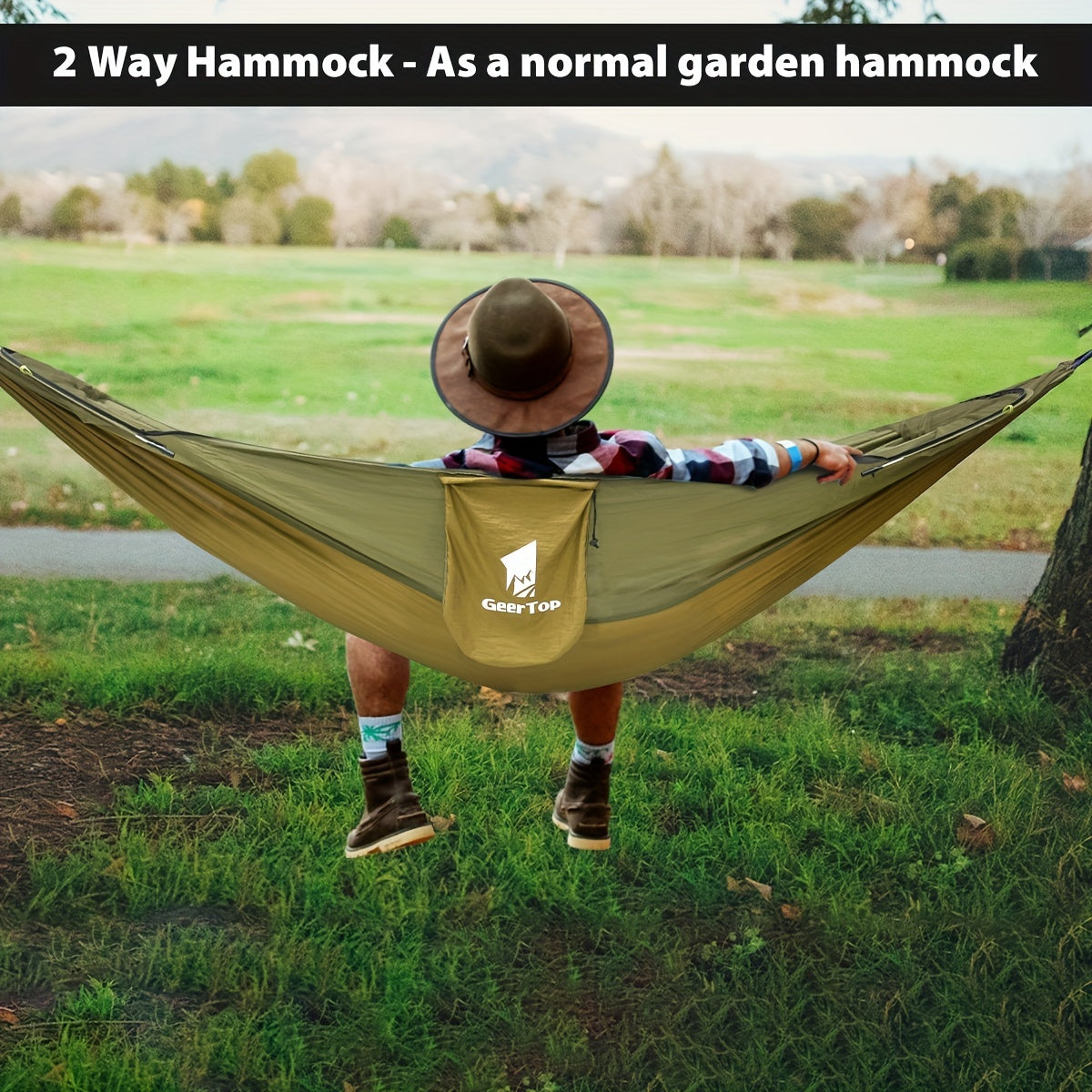 fachgo | GEERTOP 3in 1 Outdoor Hammock with Mosquito Net Sun Shelter, Double Sleep Rest Camping Hammock for Backpacking Travel Garden Park