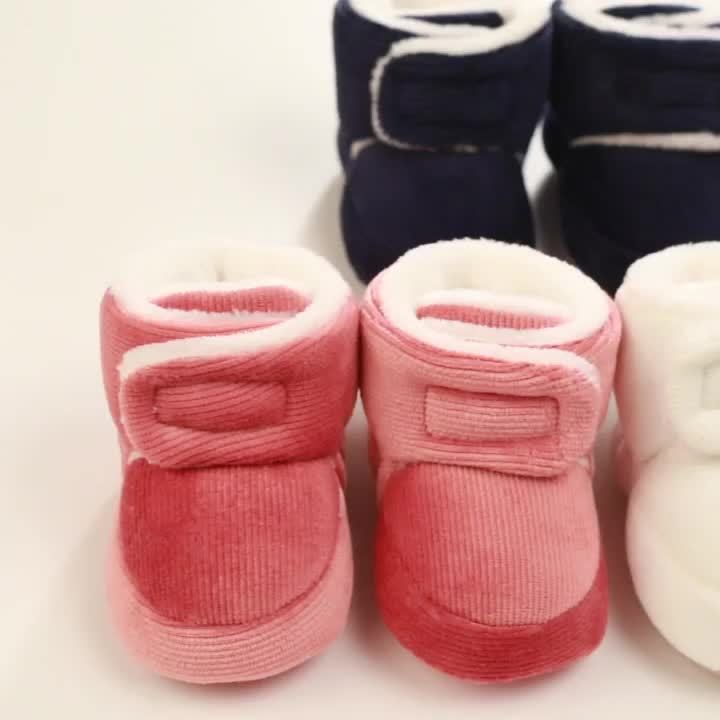 fachgo | Toddler Baby Girls Booties Plus High Top Slippers Indoor Shoes Crib Shoes First Walker Shoes For Winter