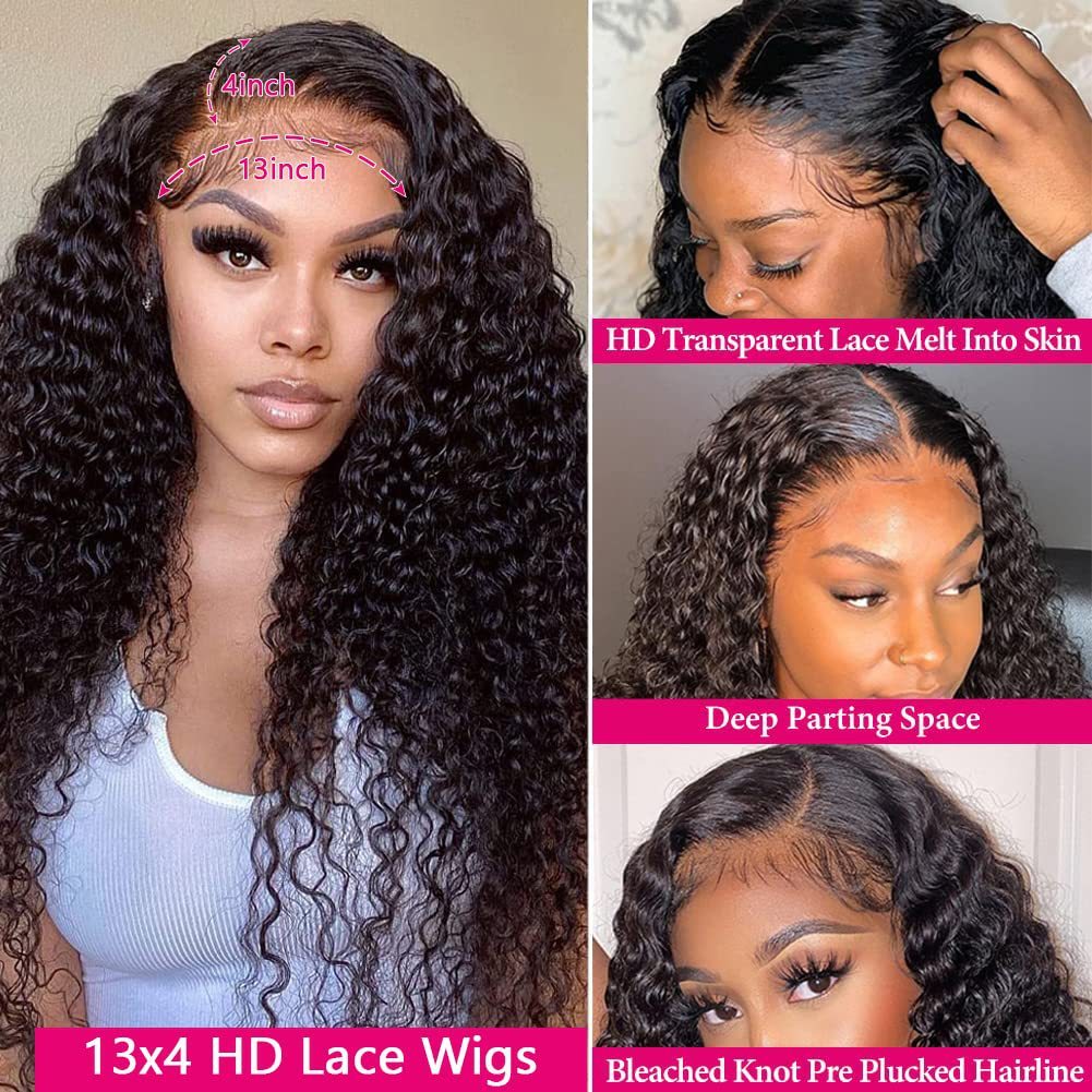 fachgo | Front Lace Human Hair Wig Deep Wave Human Wigs