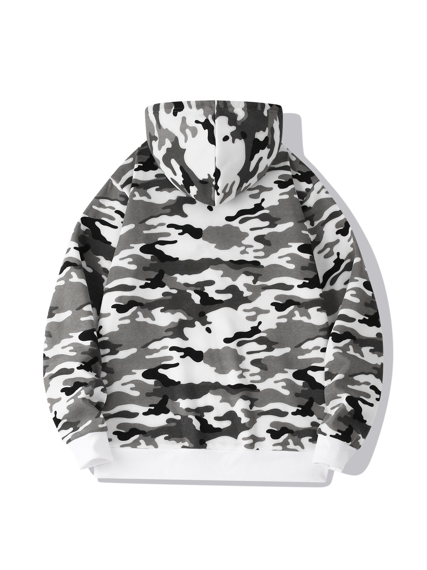 fachgo | [Camouflage Sweatshirt] Autumn Winter Hooded Men's Camouflage Loose Pullover Fleece Sweatshirt | Fleece, Hooded