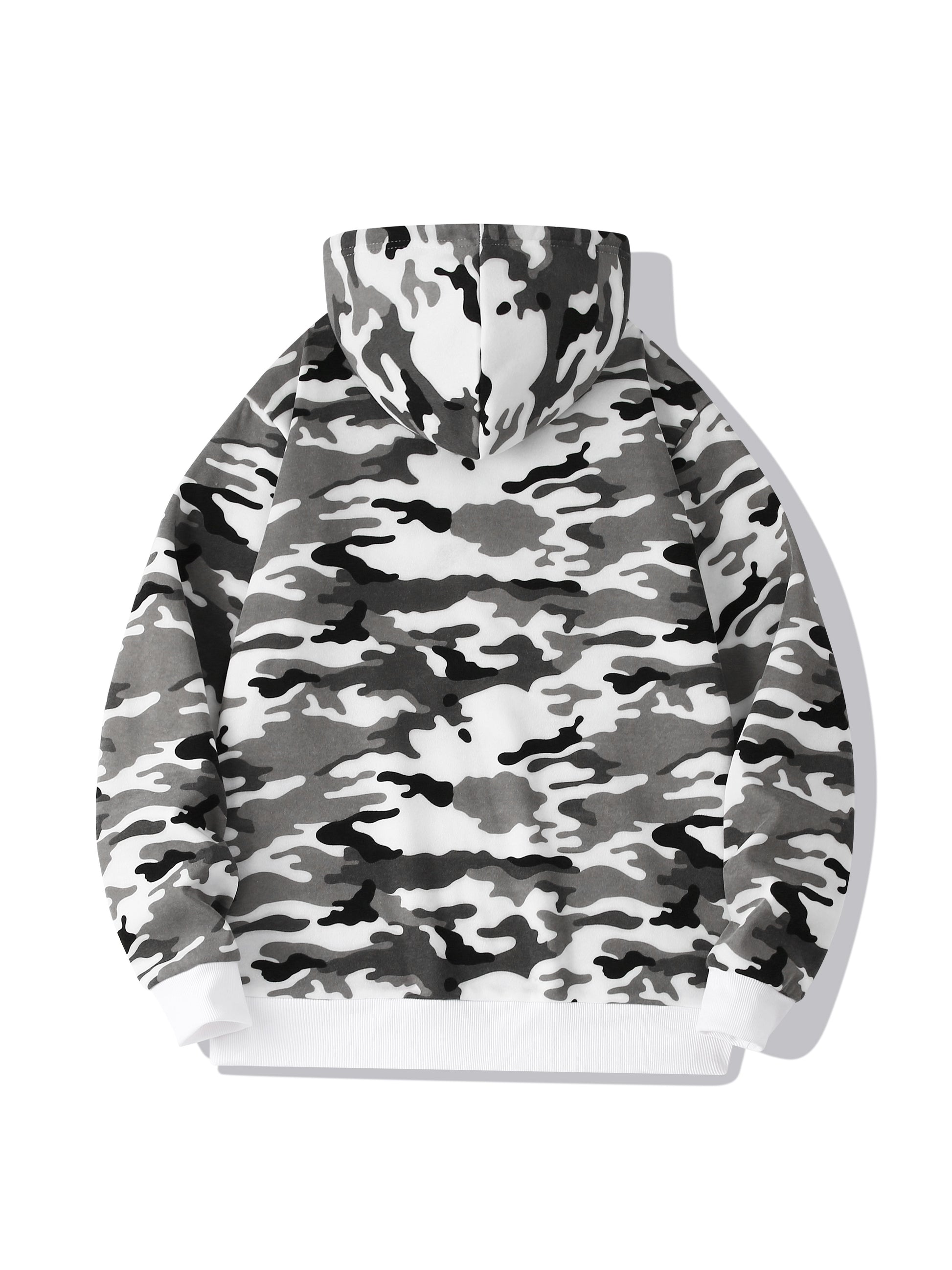 fachgo | [Camouflage Sweatshirt] Autumn Winter Hooded Men's Camouflage Loose Pullover Fleece Sweatshirt | Fleece, Hooded