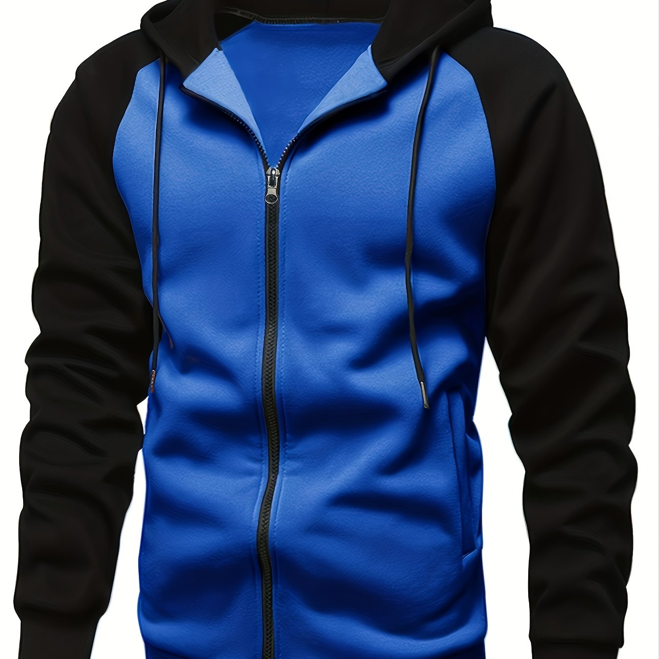 fachgo | Color Block Men's Hooded Jacket Casual Long Sleeve Hoodies With Zipper Gym Sports Hooded Coat For Winter Fall